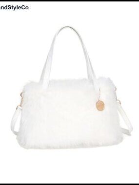 Faux Fox Fur Purse for Women Winter Furry Crossbody Handbag with Strap